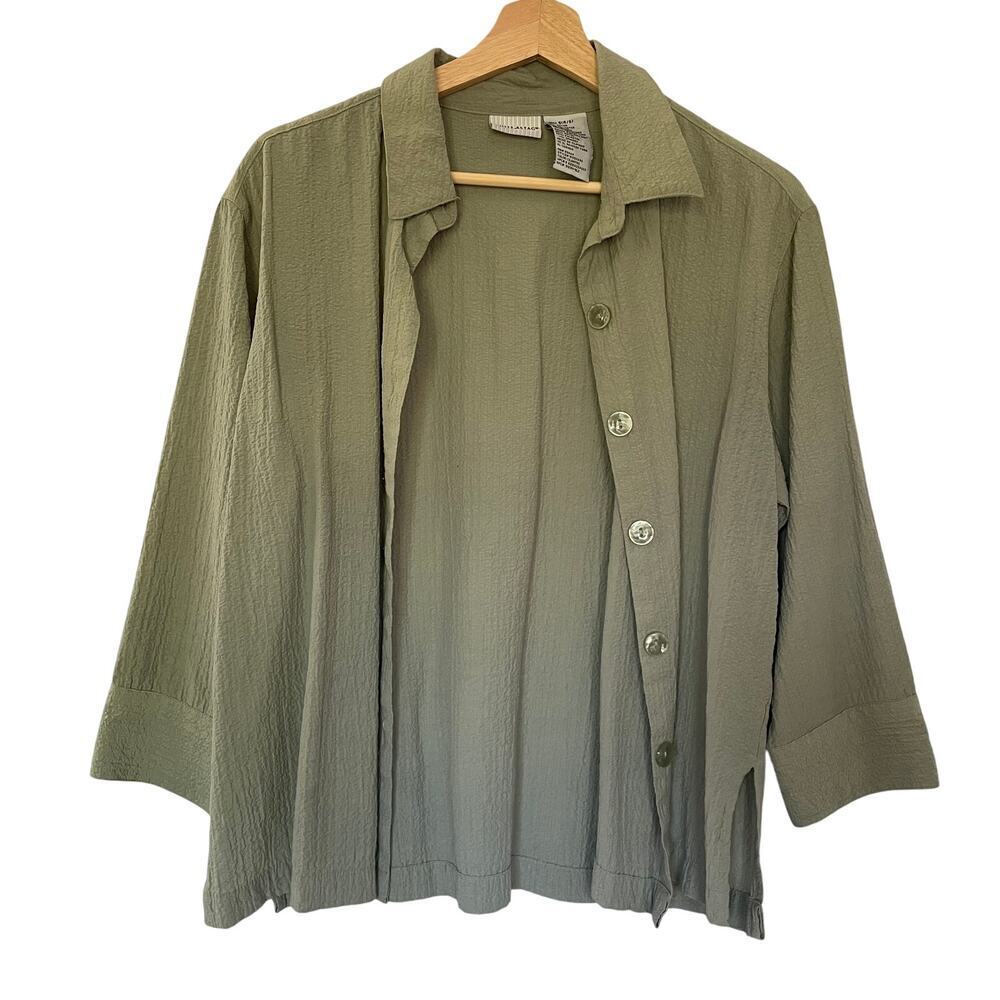 White Stag sage green button down vintage shirt women's size S rayon lightweight